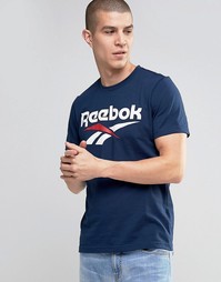 Синяя футболка с логотипом в виде вектора Reebok AZ9525 - Синий