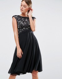 Приталенное платье миди с кружевным топом Elise Ryan - Черный