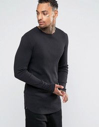 Черный лонгслив в рубчик ASOS - Черный