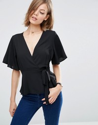 Блузка с запахом спереди ASOS - Черный