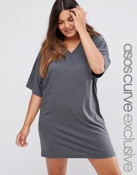 Платье-футболка с рукавами-кимоно ASOS CURVE - Угольный