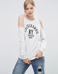 Свитшот с логотипом и вырезами на плечах Abercrombie &amp; Fitch - Серый