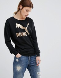 Свитшот бойфренда с логотипом Puma No 1 - Черный