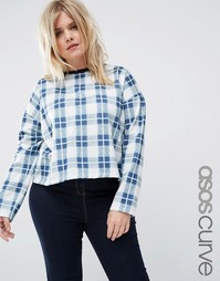 Свитшот прямого кроя с принтом в клетку ASOS CURVE - Мульти