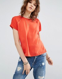 Maison Scotch Short sleeve woven &amp; jersey mixed tee with ladder tape i