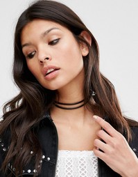 Короткое ожерелье из искусственной кожи Missguided - Черный
