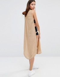 Длинное платье-рубашка с широкими разрезами по бокам Vero Moda