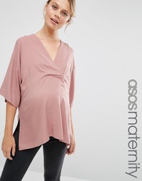 Саржевый топ-кимоно с V-образным вырезом ASOS Maternity