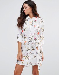 Платье-рубашка с поясом Oh My Love - Летние цветы