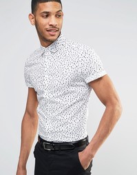 Зауженная рубашка с принтом капель ASOS - Белый