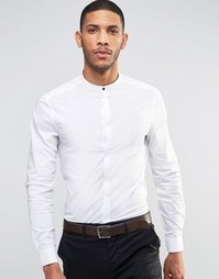 Белая рубашка зауженного кроя с воротником на кнопке ASOS - Белый