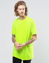 Желтая удлиненная футболка с круглым вырезом ASOS - Yellow fluro