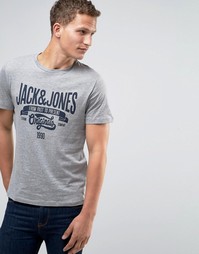 Футболка с принтом логотипа Jack &amp; Jones - Серый