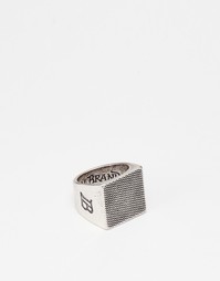 Серебристое кольцо-печатка Icon Brand Premium - Серебряный