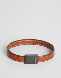 Светло-коричневый кожаный браслет с декоративной строчкой Ted Baker
