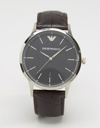 Черные часы с кожаным ремешком Emporio Armani AR2480 - Черный
