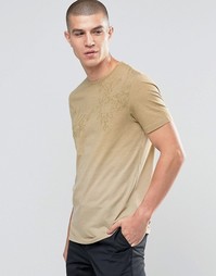 Выцветшая футболка с круглым вырезом и пальмовым узором Celio - Хаки