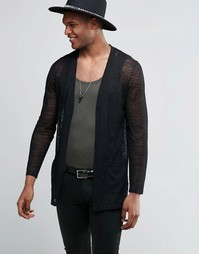 ASOS Longline Cardigan in Sheer Yarn - Черный