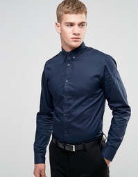 Строгая рубашка с воротником на пуговицах Selected Homme - Темно-синий