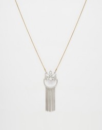 Броское ожерелье с длинной подвеской ASOS - Серебряный