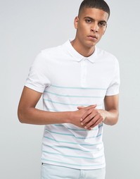 ASOS Muscle Breton Stripe Polo Shirt In Green - Белый