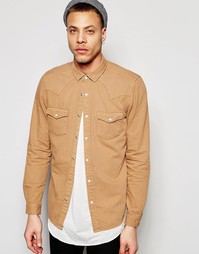 Серая джинсовая рубашка с длинными рукавами ASOS - Песок