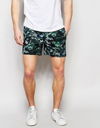 Шорты со сплошным принтом и эластичным поясом ASOS - Хаки