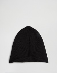 Черная шапка-бини с отворотом ASOS - Черный