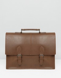Коричневый кожаный портфель с пряжками на ремешке ASOS - Коричневый