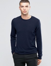 Кашемировый джемпер с круглым вырезом Sisley - Темно-синий 875