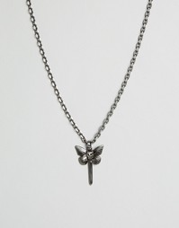 Ожерелье с подвеской в виде бабочки и черепа Simon Carter - Серебряный