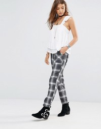 Клетчатые брюки в стиле милитари Free People - Черный комбо