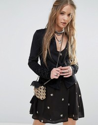 Куртка из искусственной замши со шнуровкой Free People - Черный