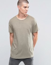Oversize-футболка из меланжевого полотна Selected Homme - Ветивер