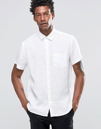 Льняная рубашка зауженного кроя с короткими рукавами Celio - Белый