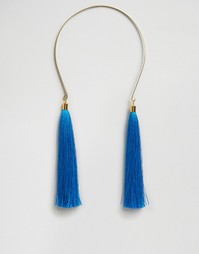 Ожерелье с шелковыми кисточками Suzywan - Синий
