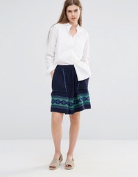 Короткая расклешенная юбка с вышивкой и карманами Vanessa Bruno Athe