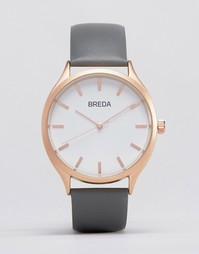 Часы с серым кожаным ремешком и золотистым циферблатом Breda Meter