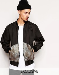 Куртка-пилот с леопардовой вставкой Reclaimed Vintage - Черный