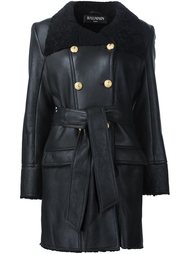 двубортное пальто с отделкой Balmain