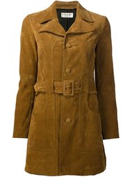 короткое пальто с поясом в стиле 70-х Saint Laurent