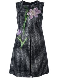 твидовое платье с цветочной аппликацией  Dolce &amp; Gabbana