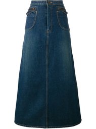 джинсовая юбка А-образного силуэта  Saint Laurent