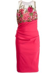 embroidered flower detail dress Marchesa Notte