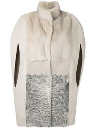cape sleeve fur coat Manzoni 24