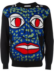 свитер с принтом лица  Moschino