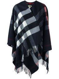 checked fringed poncho Burberry