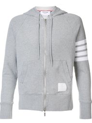 striped sleeve zipped hoodie Thom Browne