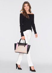 Трехцветная сумка с ручками (черный/серый/кремовый) Bonprix