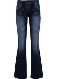 Джинсы Bootcut на шнуровке (синий «потертый») Bonprix